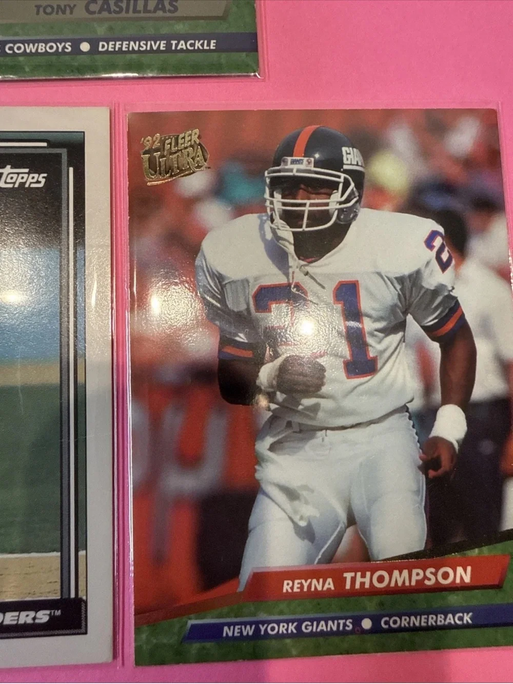 lot of five vintage football trading cards topps sam graddy, tony casillas, etc